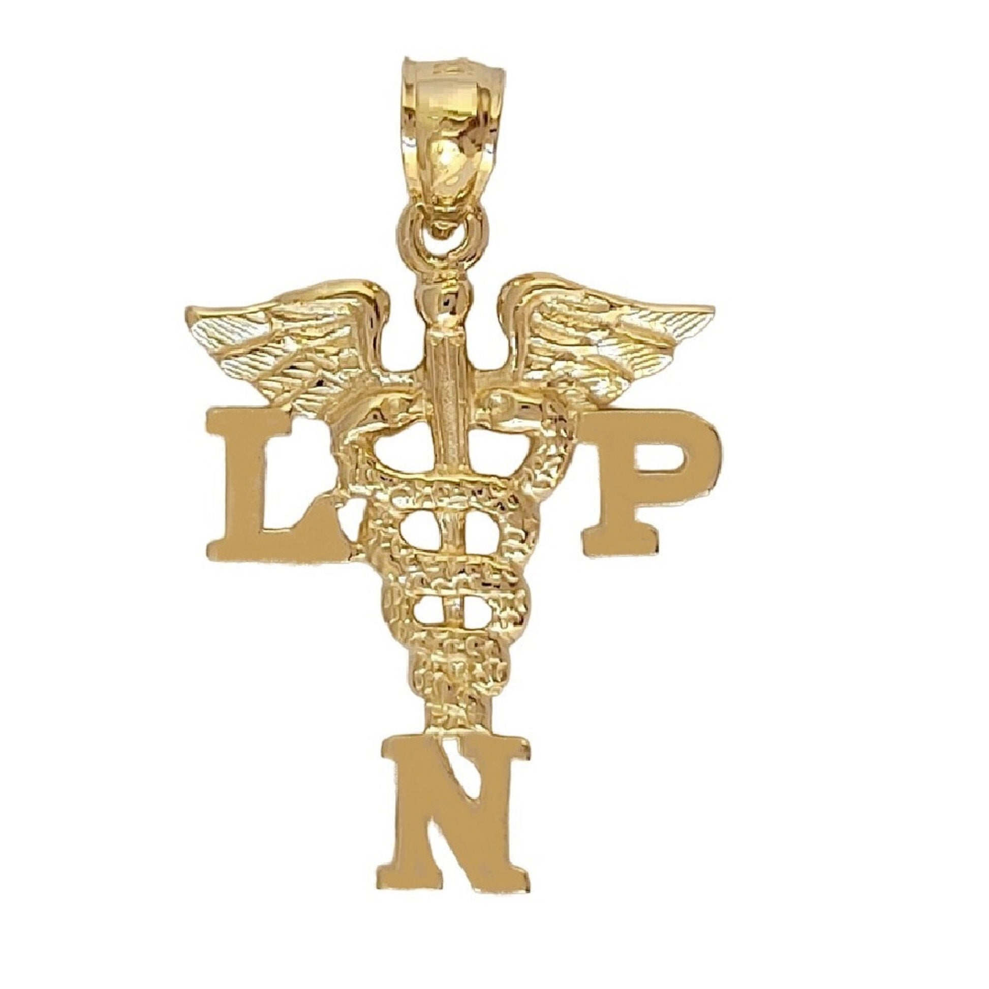 14K Yellow Gold LPN Licensed Practical Nurse Pendant