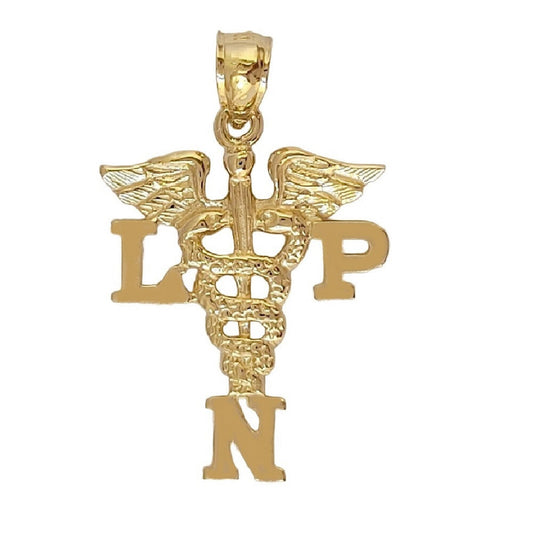 14K Yellow Gold LPN Licensed Practical Nurse Pendant