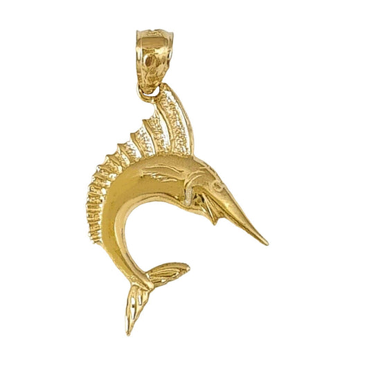 14K Yellow Gold Sailfish Marlin Pendant