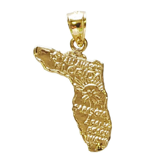 14K Yellow Gold Florida State Map Pendant