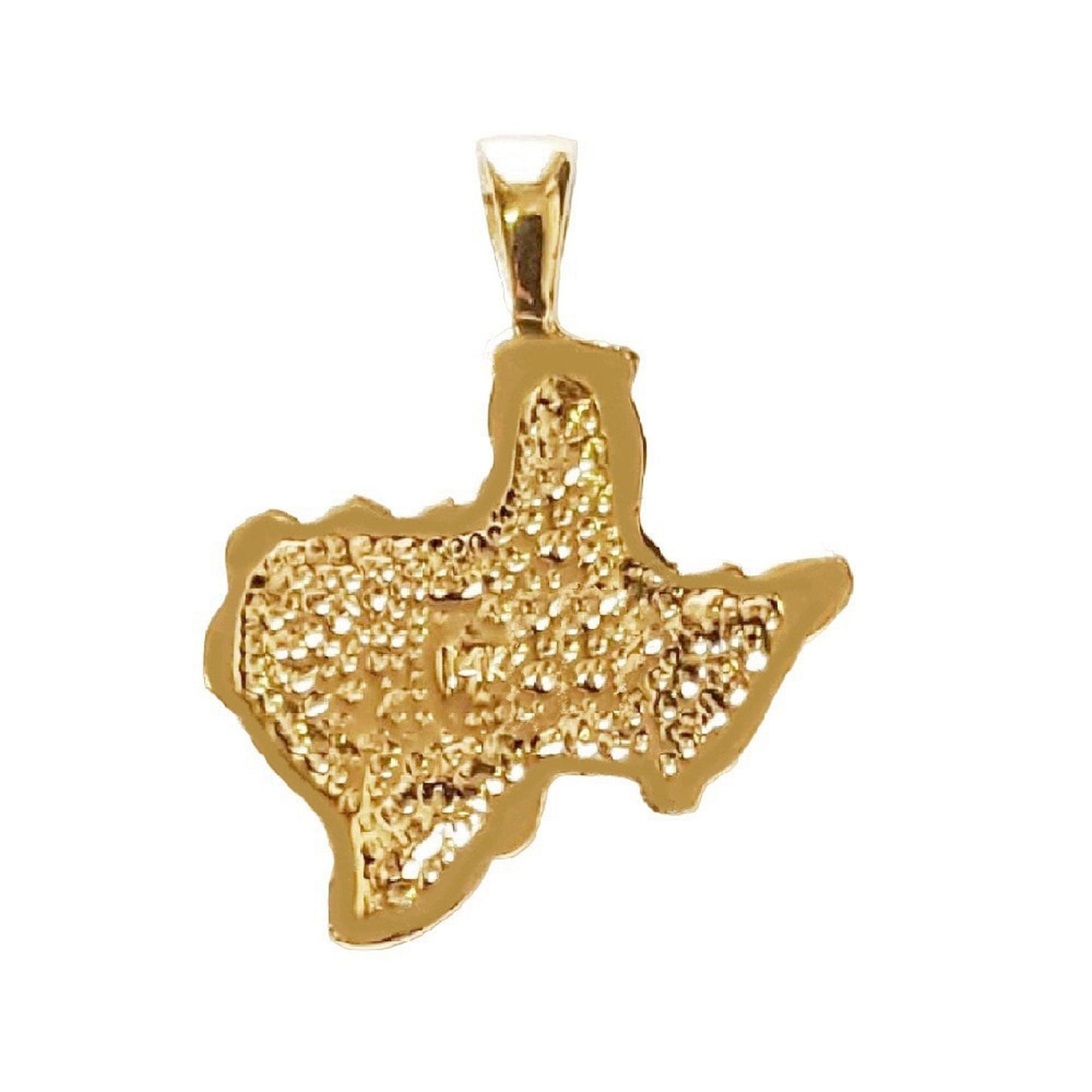 14K Yellow Gold Texas State Map Nugget Pendant
