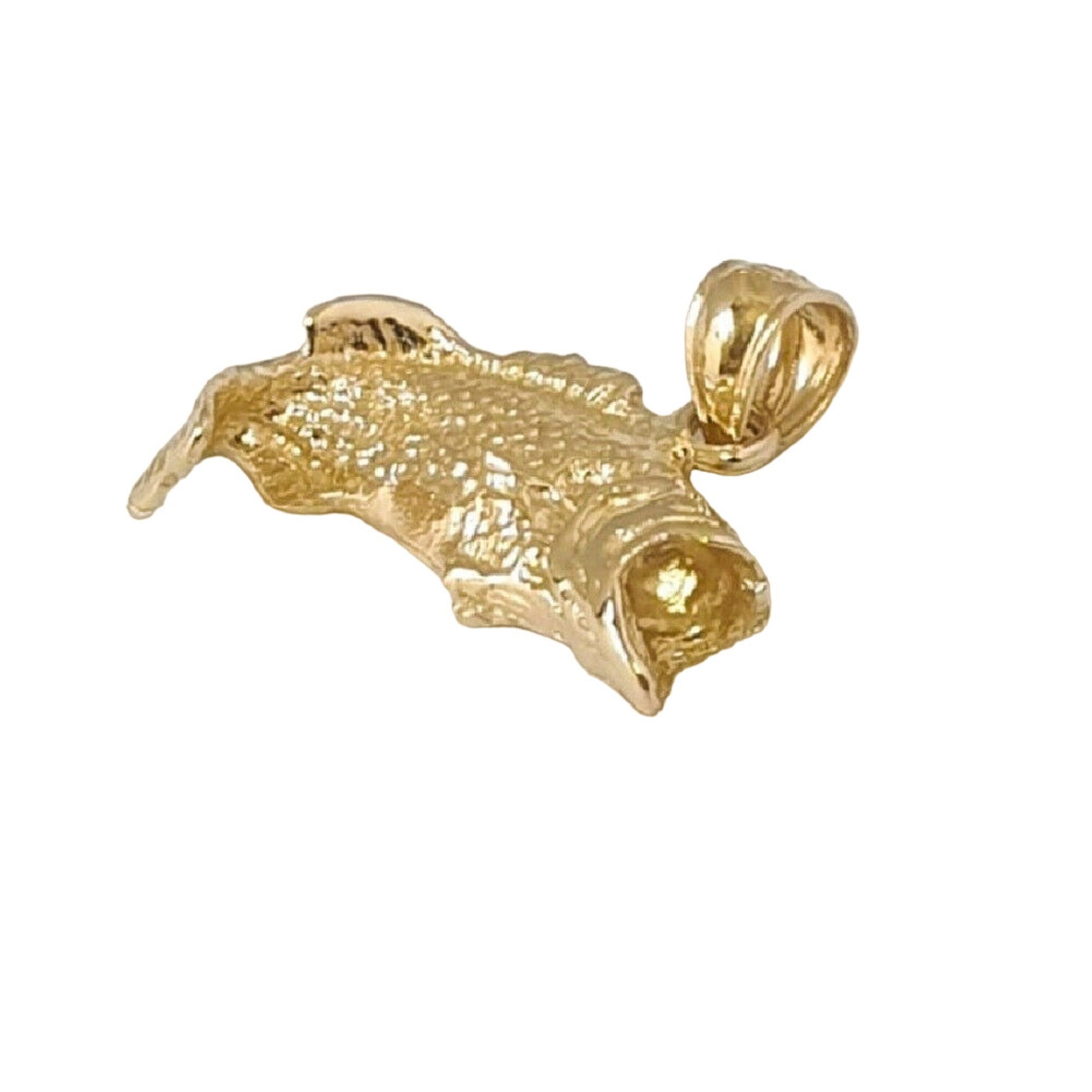 14K Yellow Gold Bass Fish Pendant