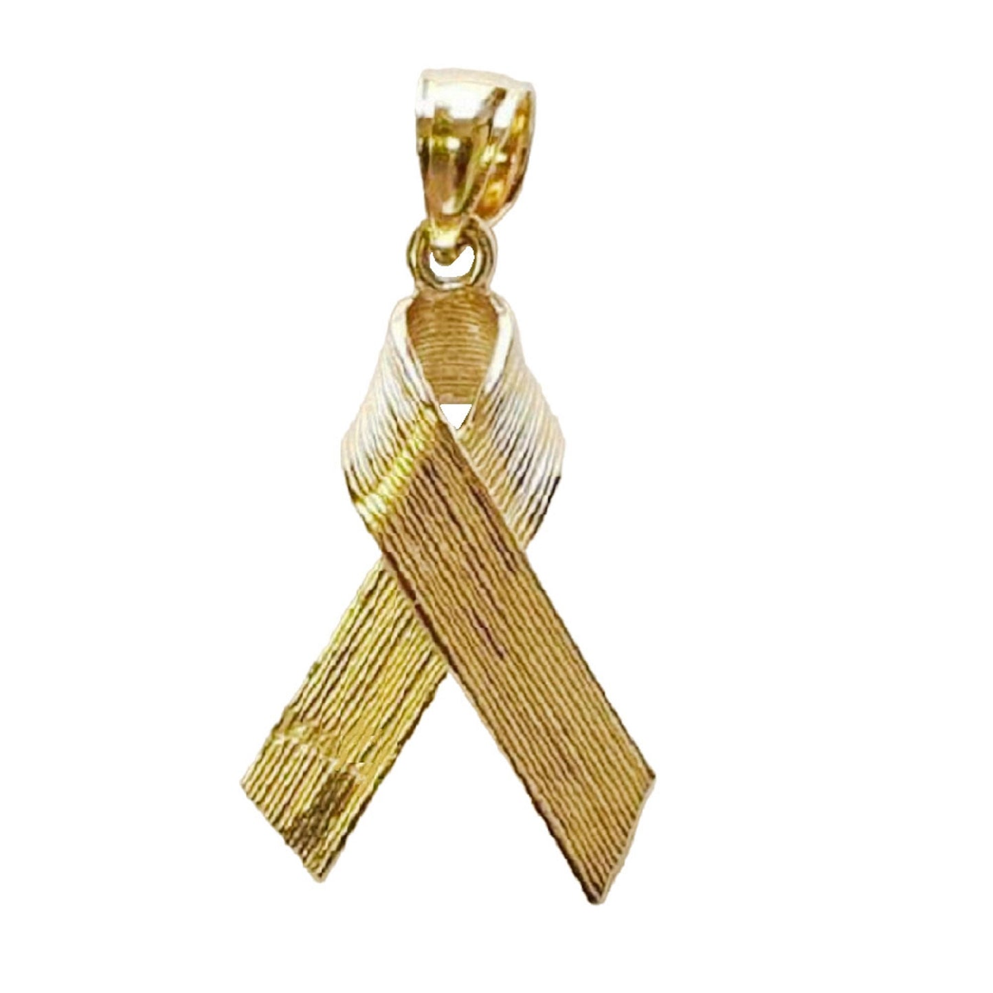 14K Yellow Gold Breast Cancer Awareness Ribbon Pendant