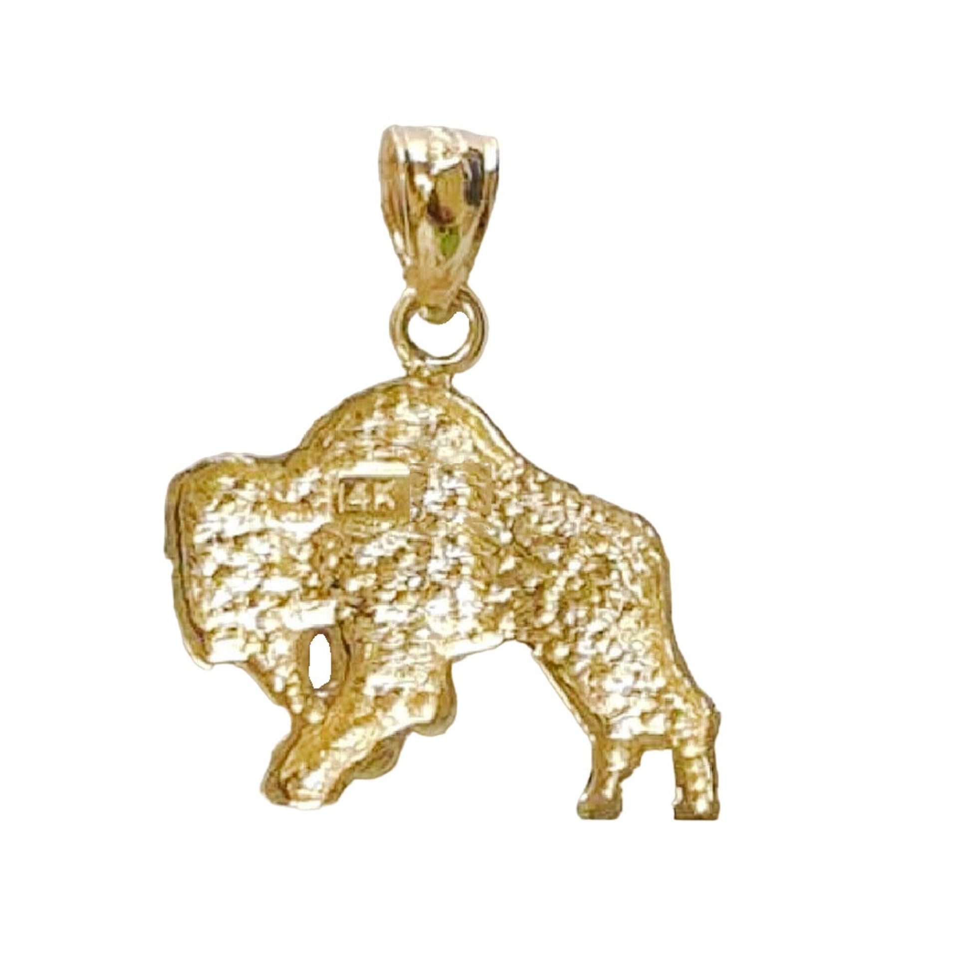 14K Yellow Gold Bison Pendant