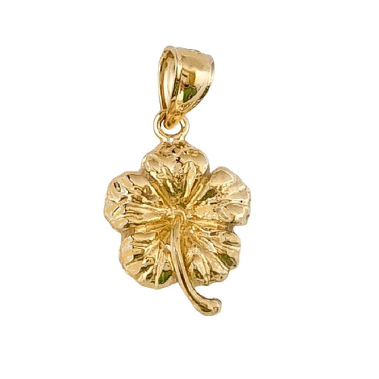 14K Yellow Gold Hawaiian Hibiscus Plumeria Flower Pendant