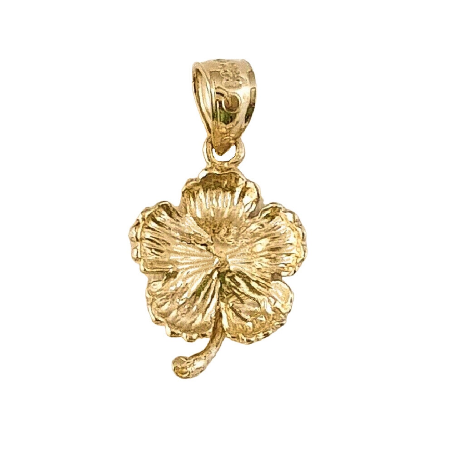 14K Yellow Gold Hawaiian Hibiscus Plumeria Flower Pendant