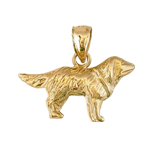 14K Yellow Gold Golden Retriever Dog Pendant