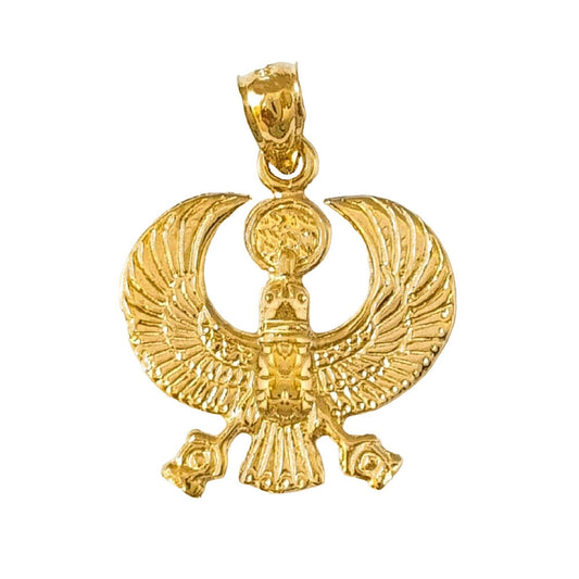 14K Yellow Gold Egyptian Phoenix Bird Pendant