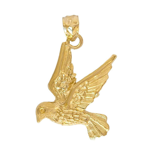 14K Yellow Gold Dove Bird Pendant