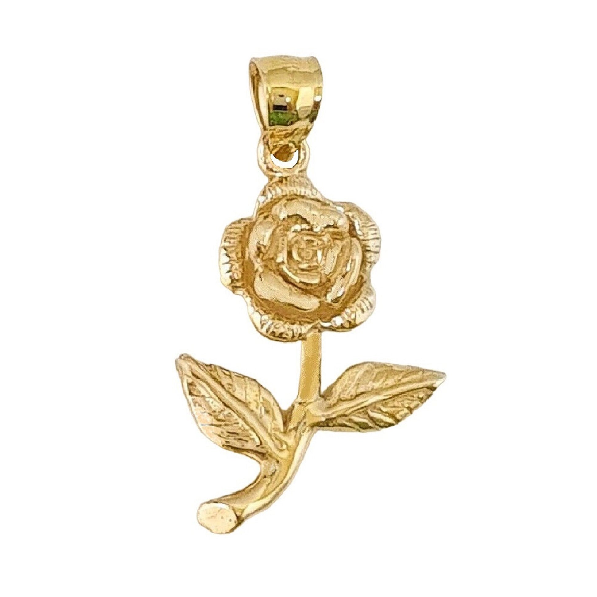 14K Yellow Gold Rose Flower Pendant