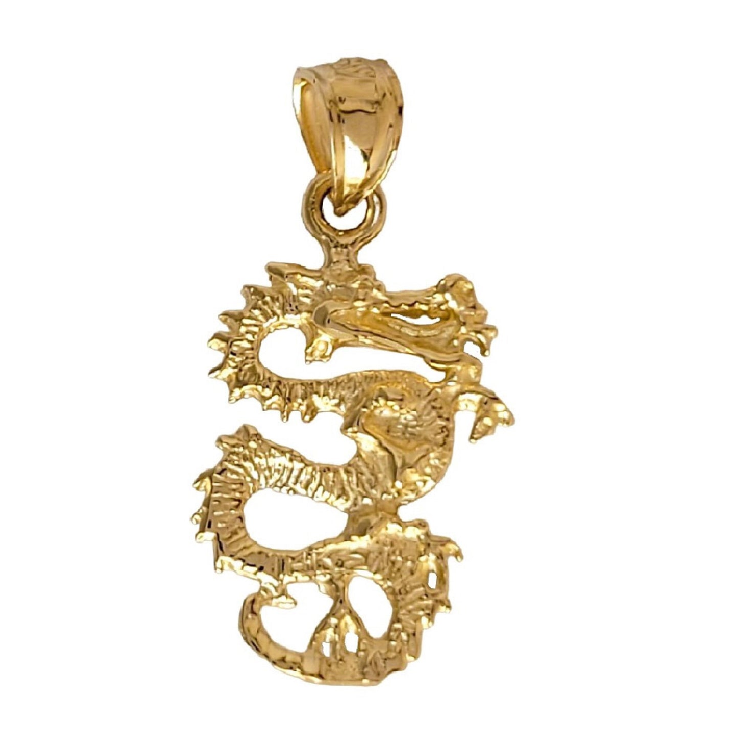 14K Yellow Gold Dragon 3D Pendant