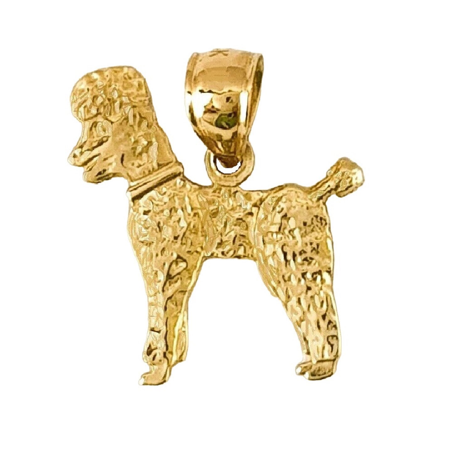 14K Yellow Gold Poodle Dog Pendant