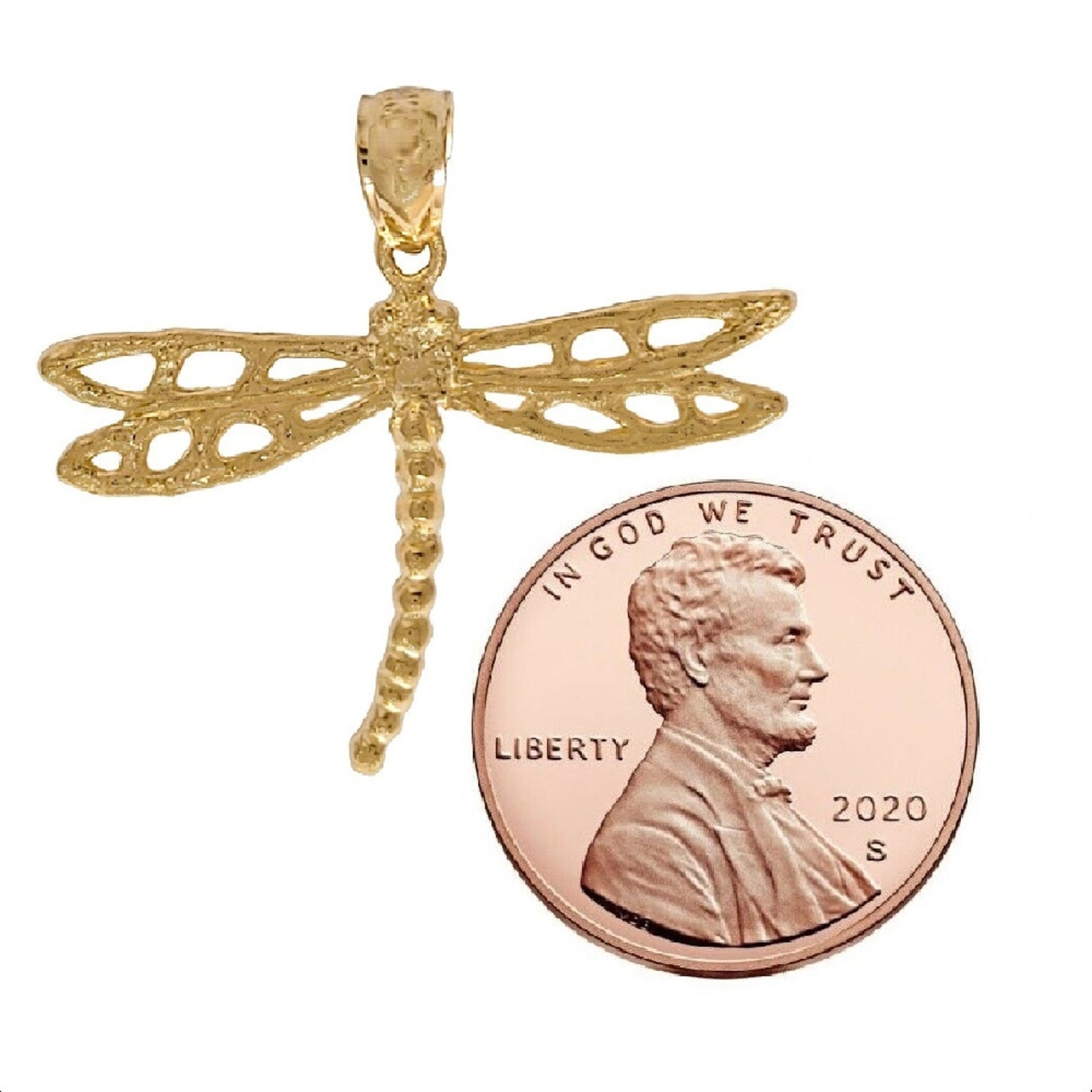 14K Yellow Gold Dragonfly Pendant