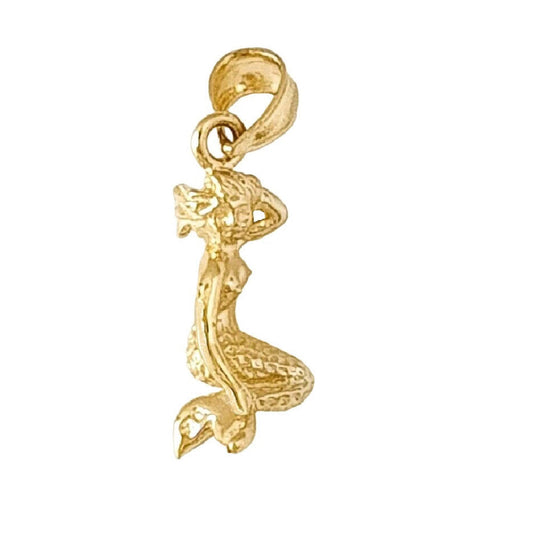 14K Yellow Gold Mermaid 3D Solid Pendant