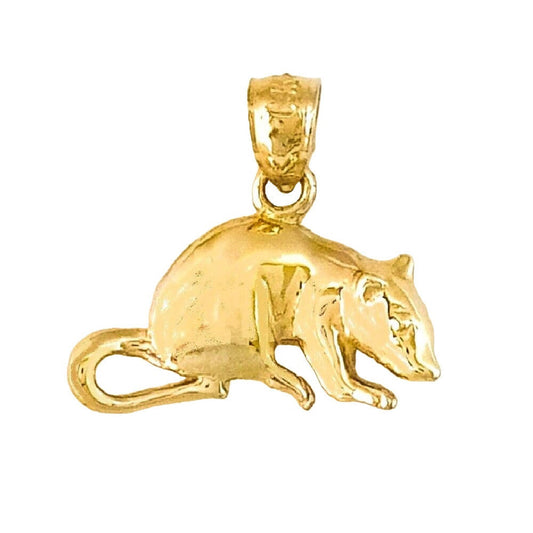 14K Yellow Gold Mouse, Rat Pendant