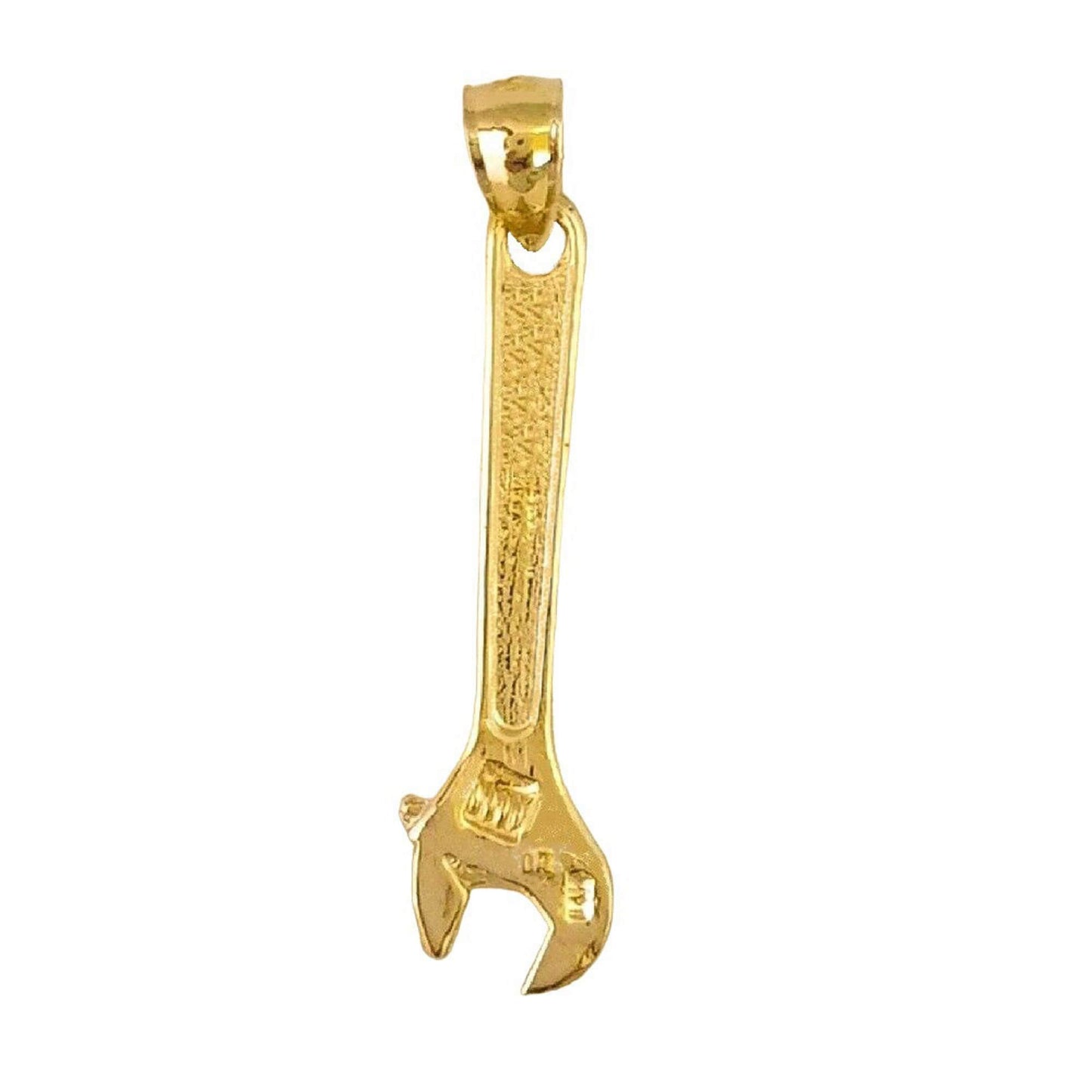 14K Yellow Gold Wrench Tool 3D Pendant