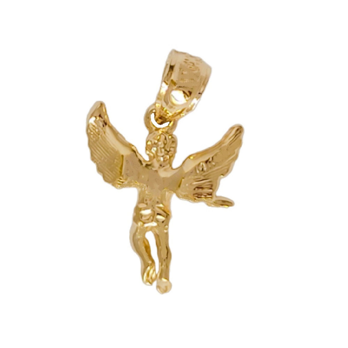 14K Yellow Gold Angel 3D Solid Pendant