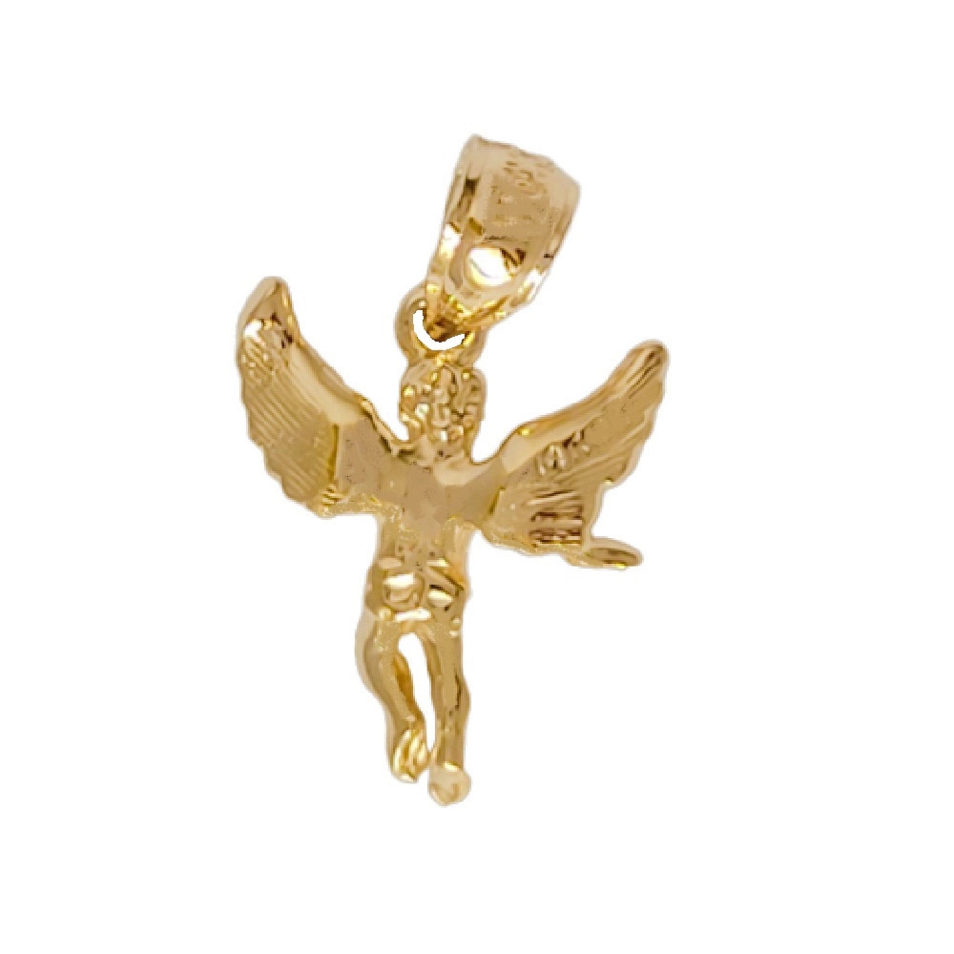 14K Yellow Gold Angel 3D Solid Pendant