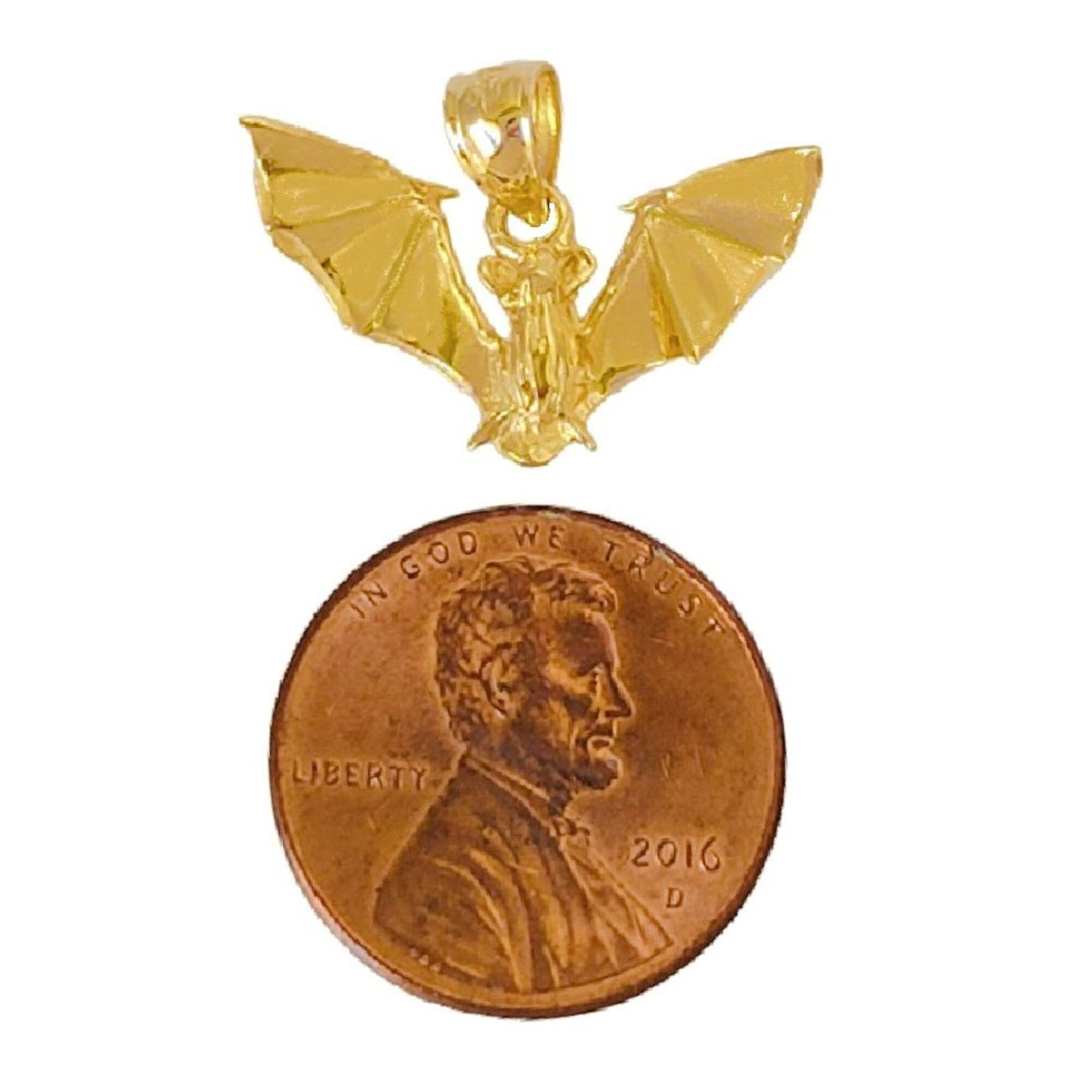 14K Yellow Gold Bat 3D Pendant