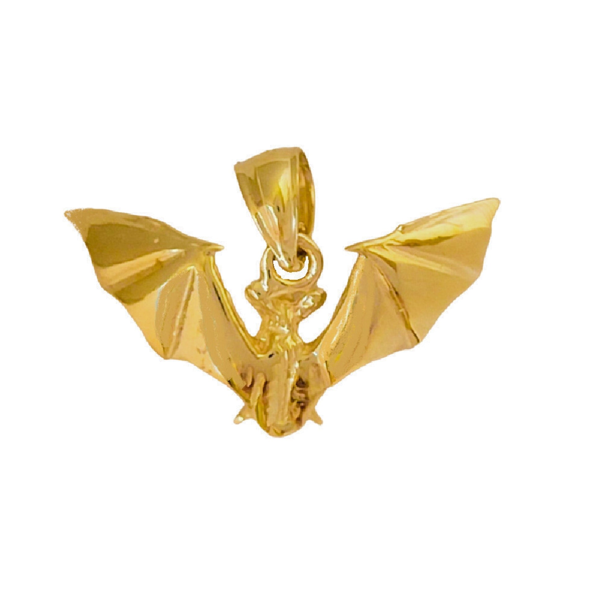 14K Yellow Gold Bat 3D Pendant