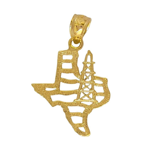 14K Yellow Gold Texas Oil Well Pendant