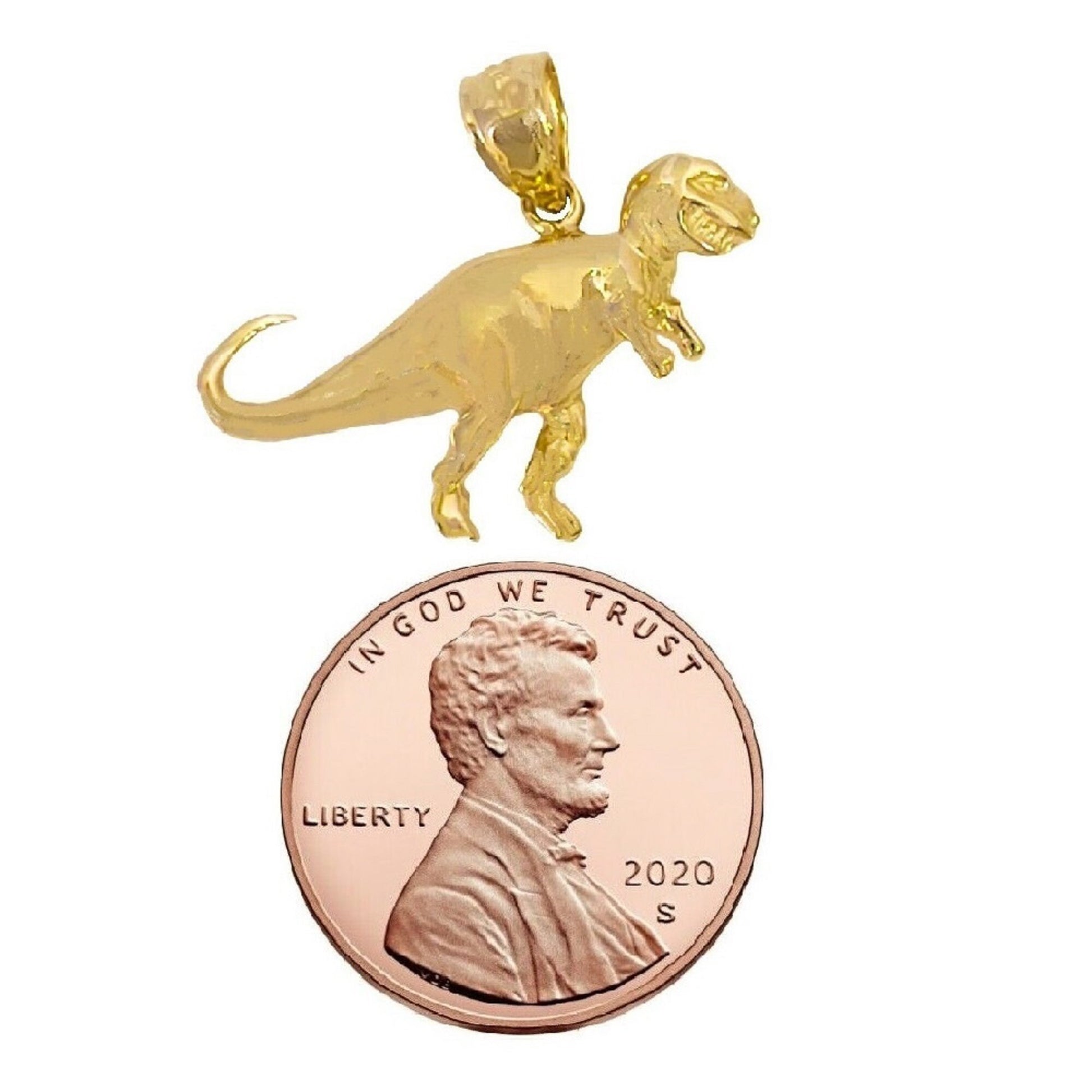 14K Yellow Gold T-Rex Dinosaur Pendant