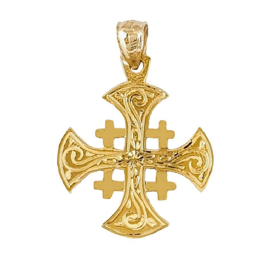 14K Yellow Gold Jerusalem Cross Pendant