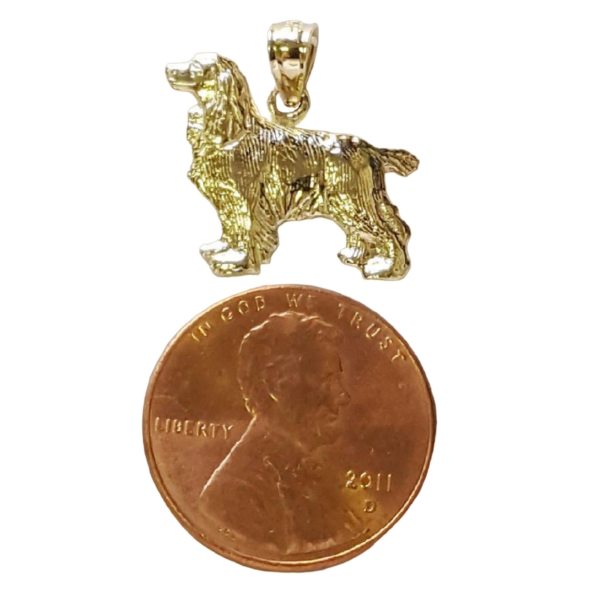 14K Yellow Gold Cocker Spaniel Dog Pendant
