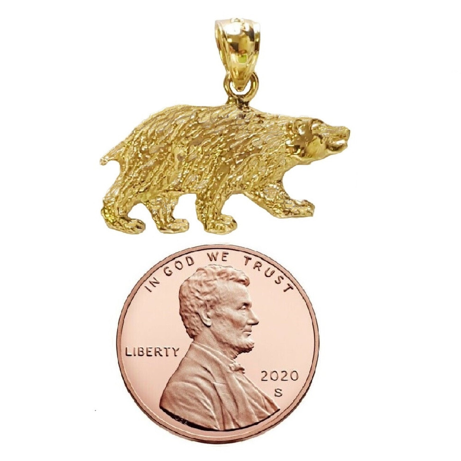 14K Yellow Gold Bear Pendant