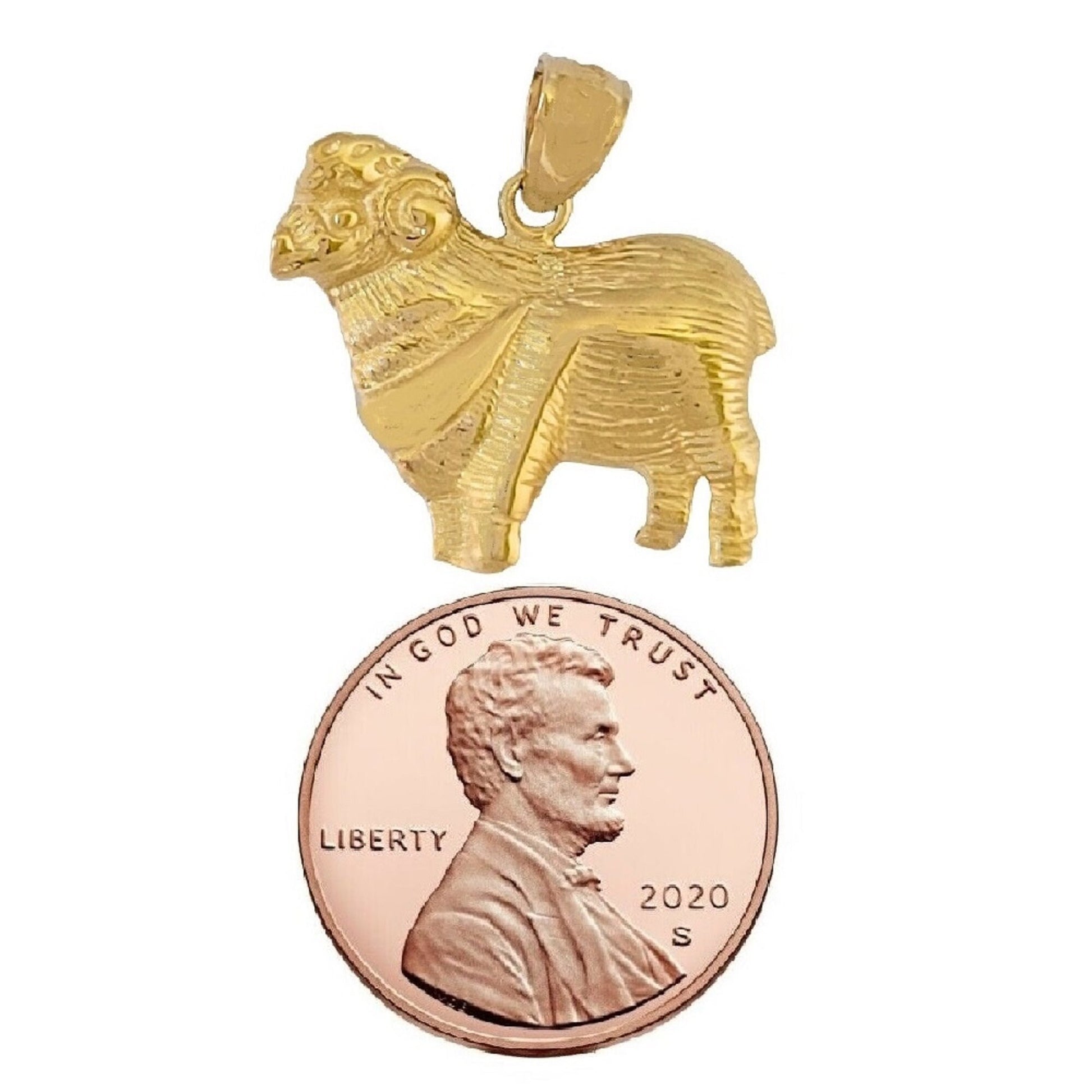 14K Yellow Gold Sheep Pendant
