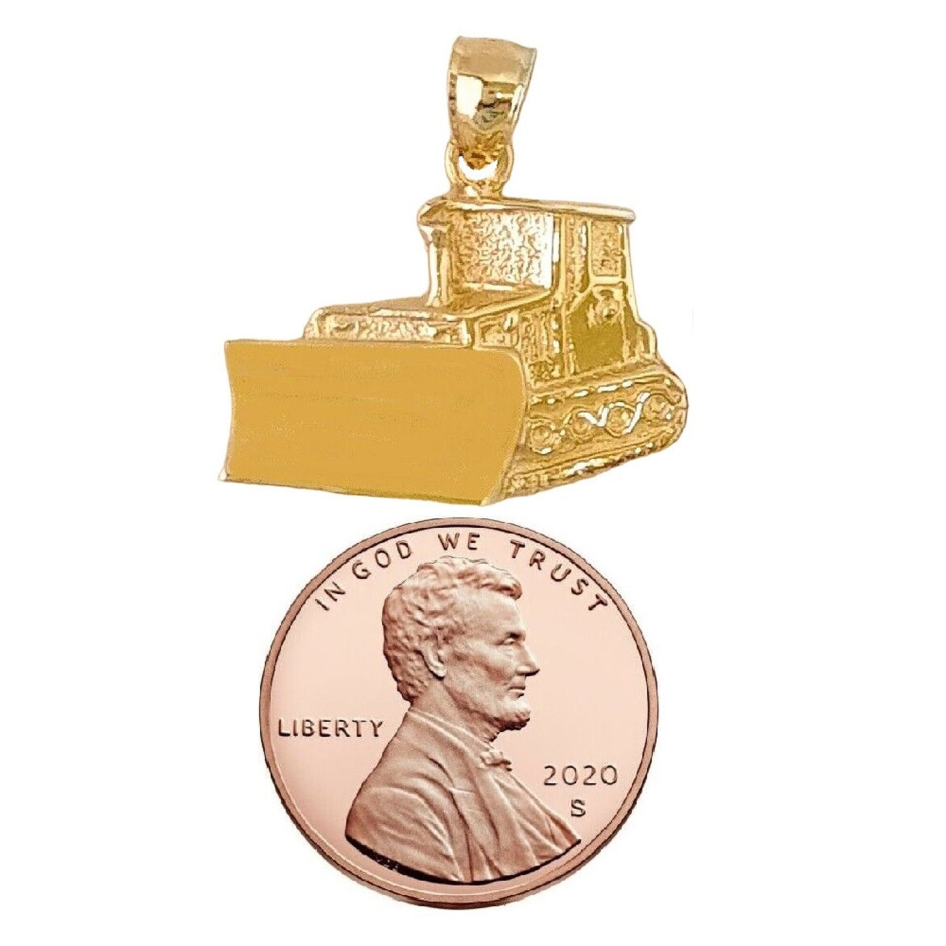 14K Yellow Gold BULLDOZER Pendant