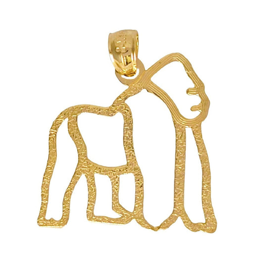 14K Yellow Gold Silverback Gorilla Monkey Pendant