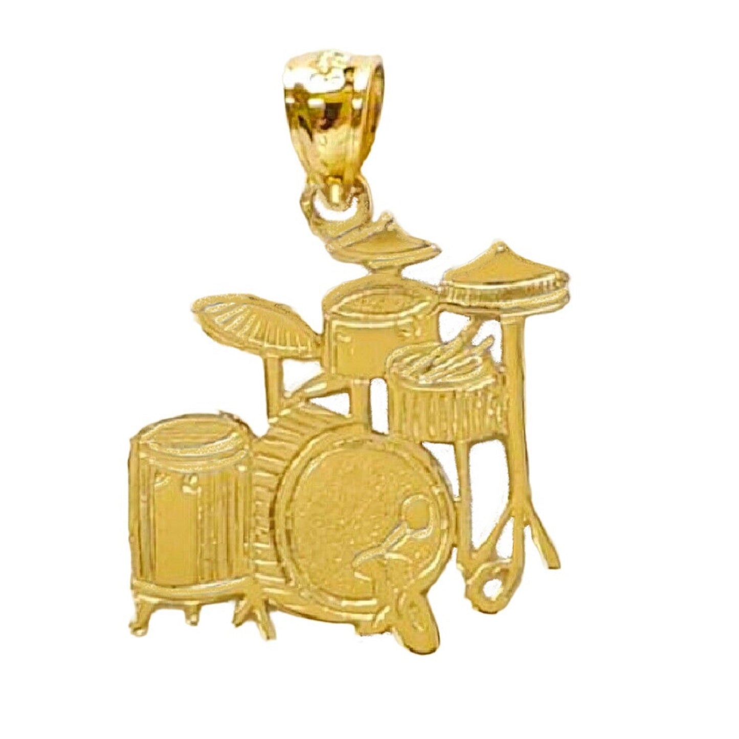 14K Yellow Gold Drum Kit Set Pendant
