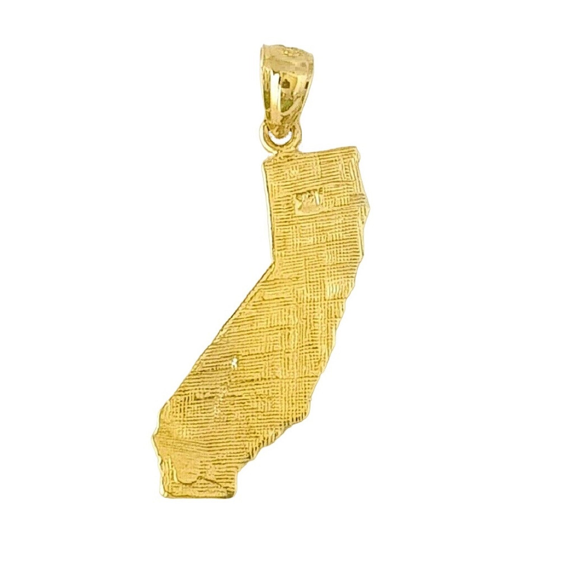 14K Yellow Gold California State Map Pendant