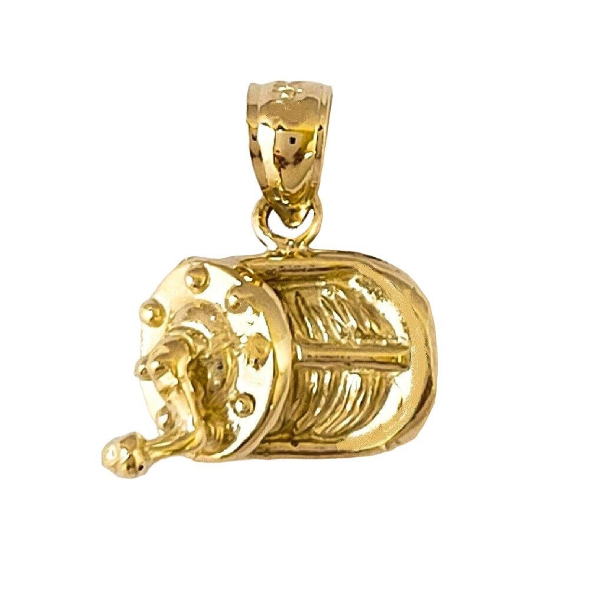14K Yellow Gold Fishing Reel Pendant