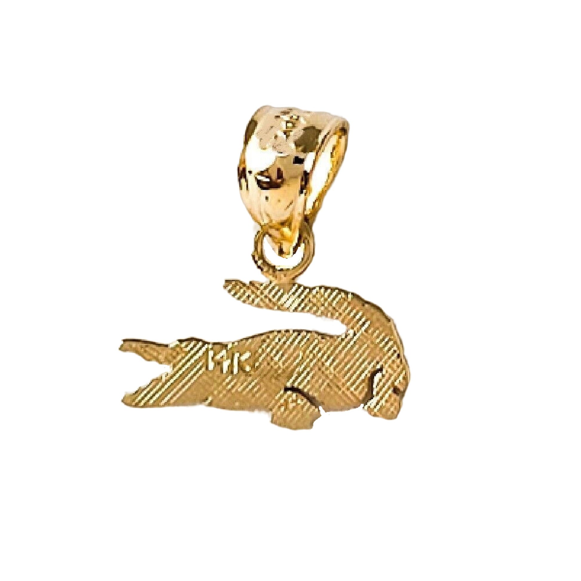 Small 14K Yellow Gold Alligator Crocodile Pendant Charm