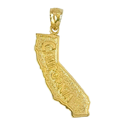 14K Yellow Gold California State Map Pendant