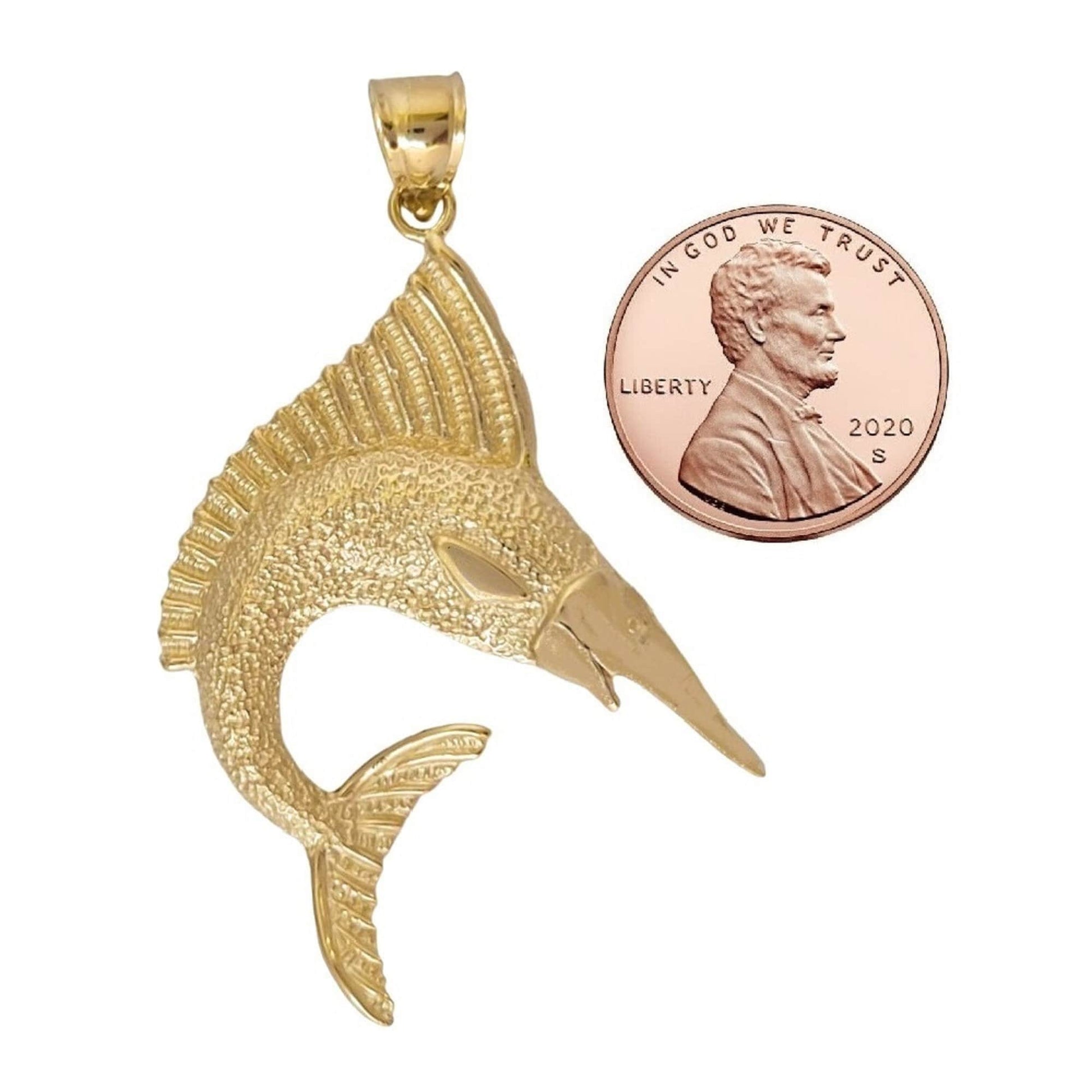 14K Yellow Gold Sailfish Marlin Pendant