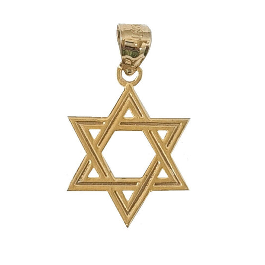 14K Yellow Gold Star of David 2-Sided Pendant