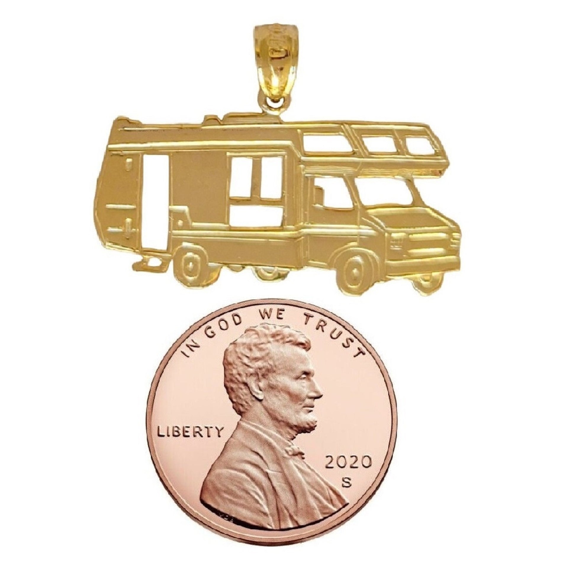 14k Yellow Gold RV Camper Recreational Vehicle Pendant