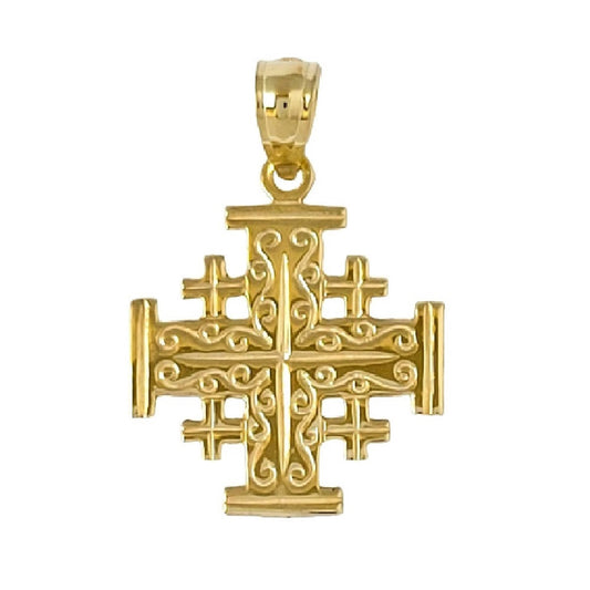 14K Yellow Gold Jerusalem Cross Pendant