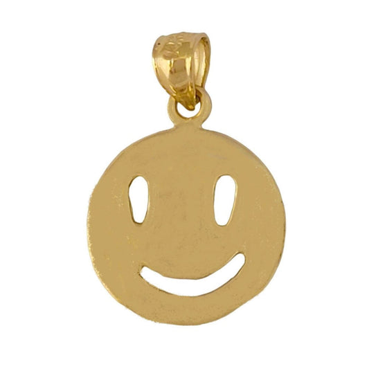 14k Yellow Gold Happy Smiley Face Emoji Pendant