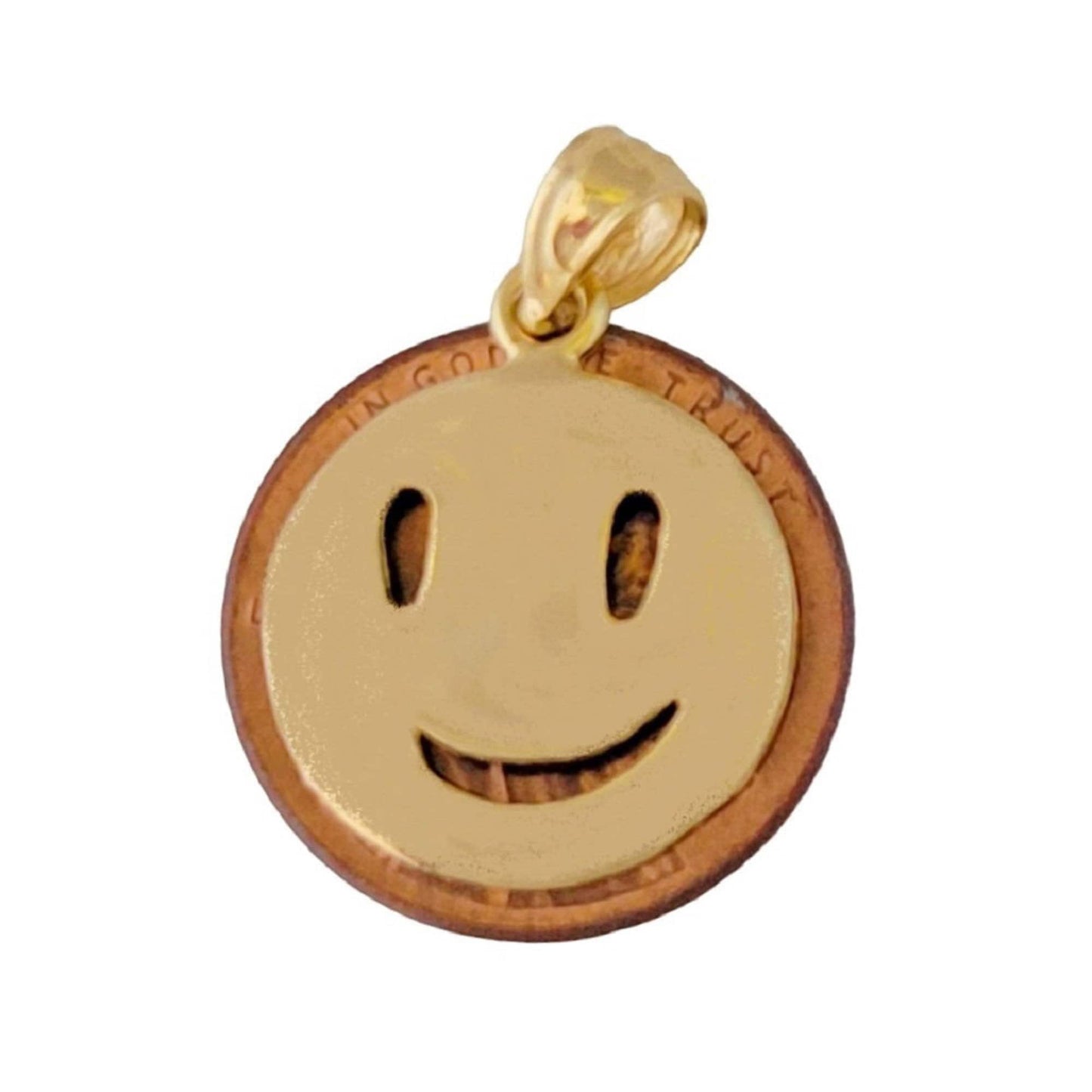 14k Yellow Gold Happy Smiley Face Emoji Pendant