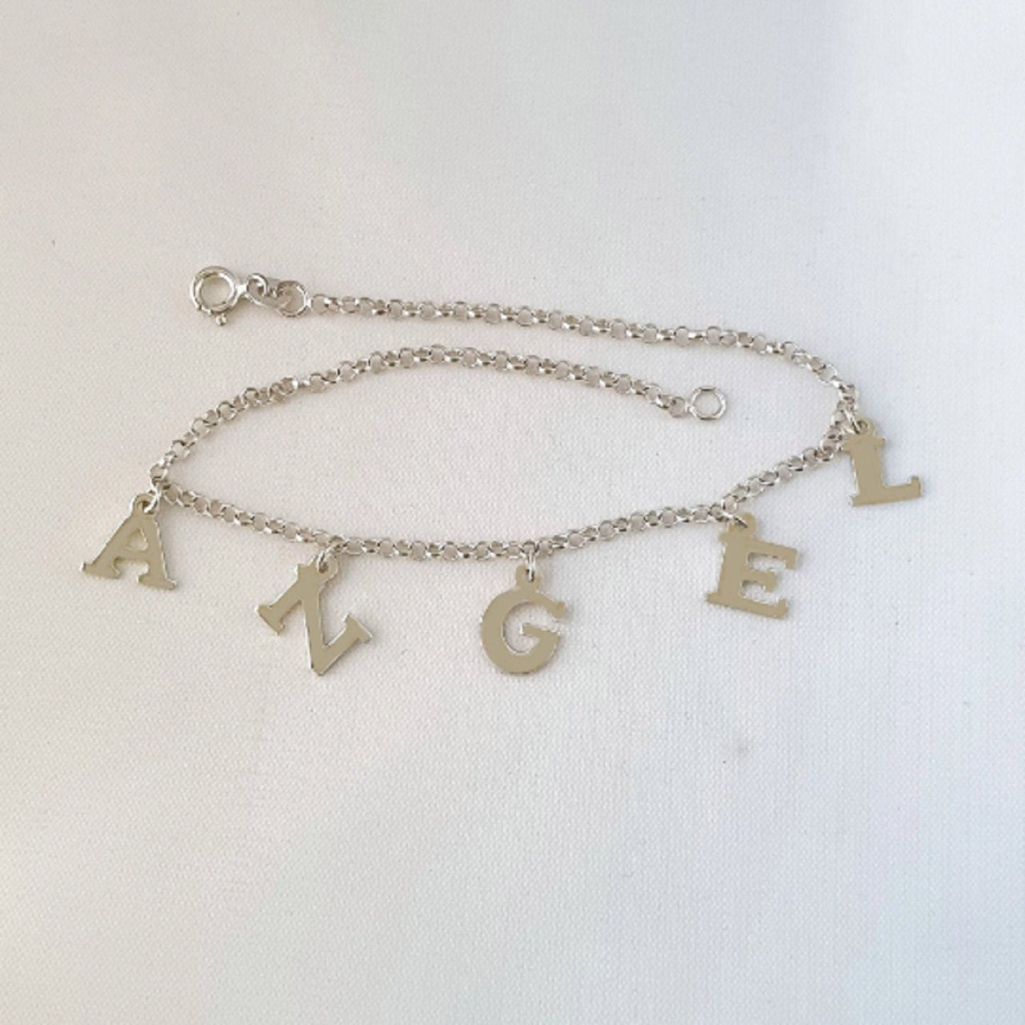 925 Sterling Silver Dangling ANGEL Link Chain Anklet Bracelet