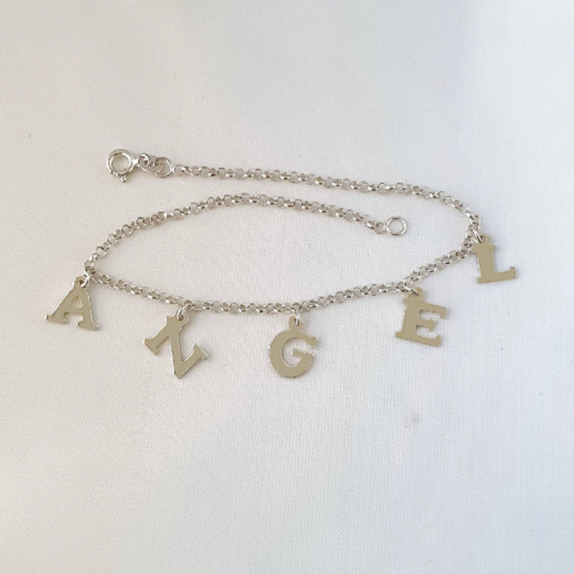 925 Sterling Silver Dangling ANGEL Link Chain Anklet Bracelet