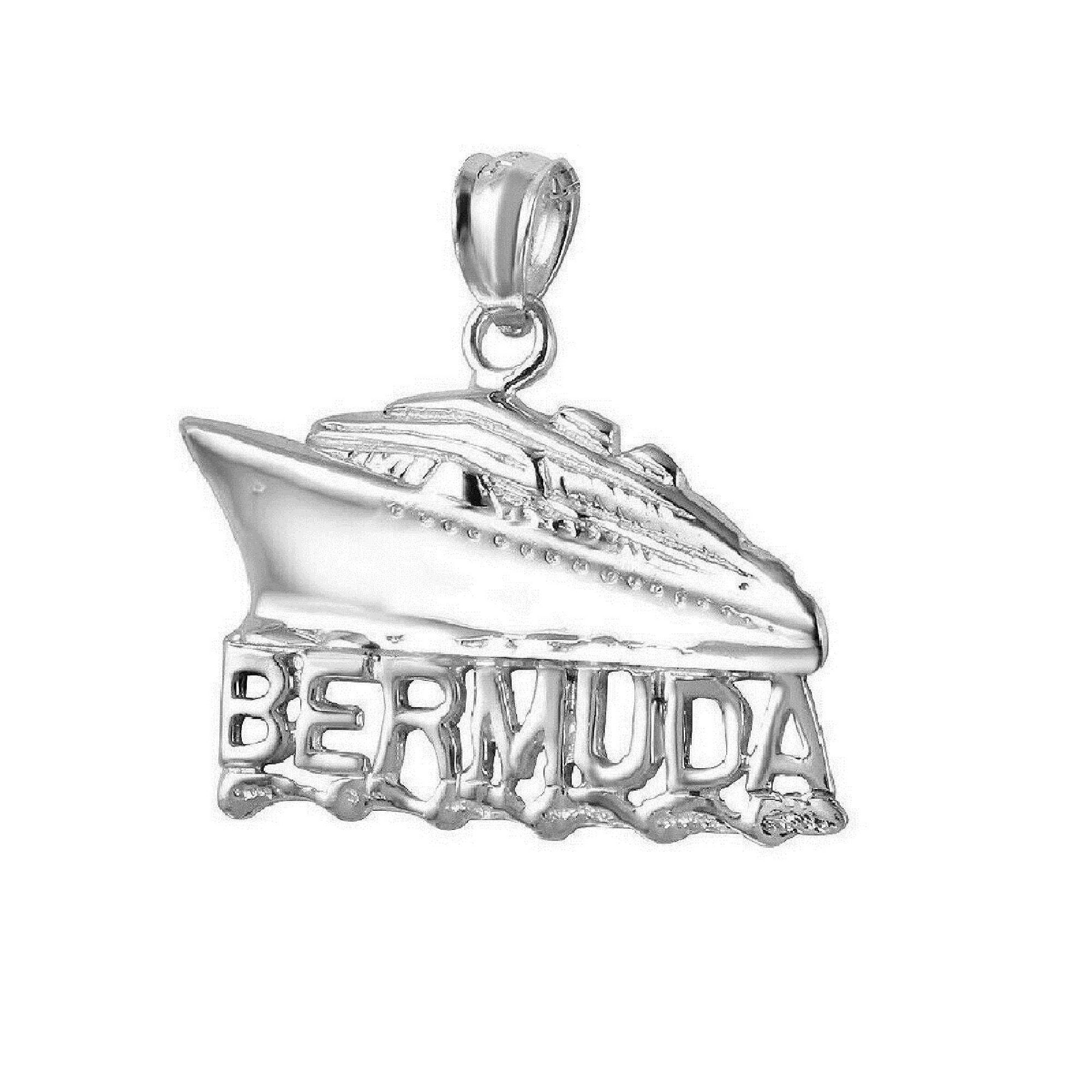 925 Sterling Silver Necklace w/ Bermuda Cruise Ship Pendant Charm