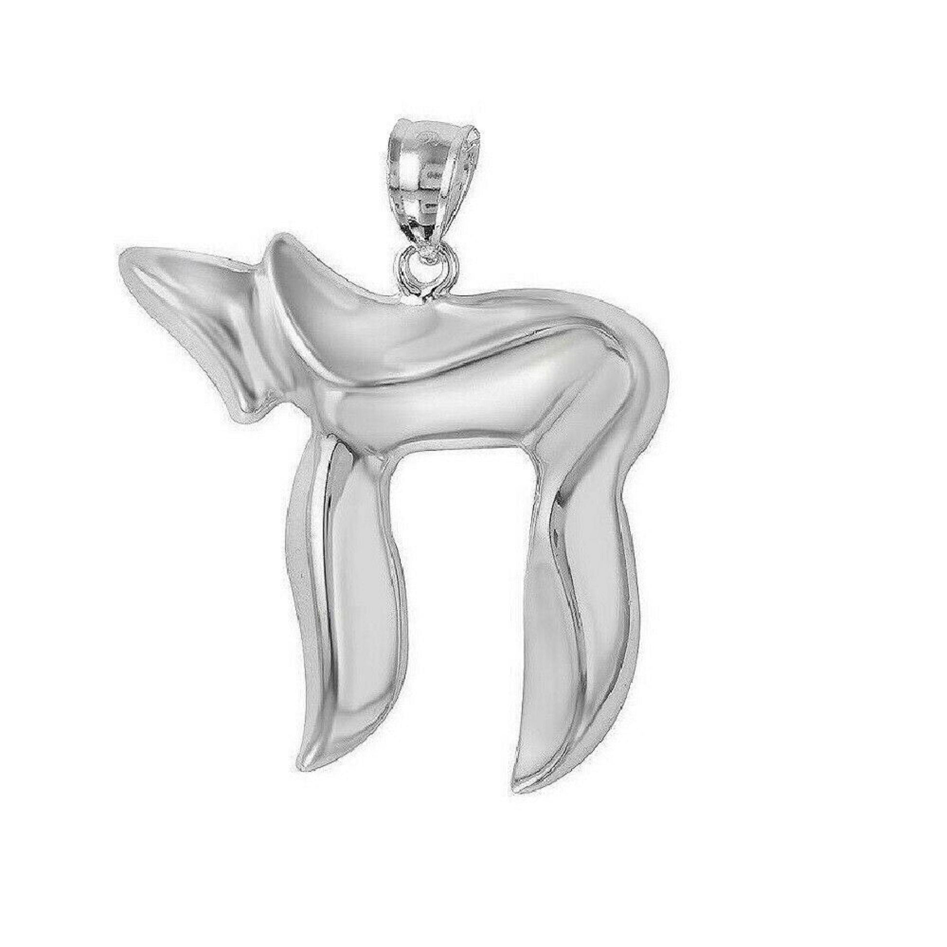 925 Sterling Silver Necklace w/ Chai Large Pendant Charm