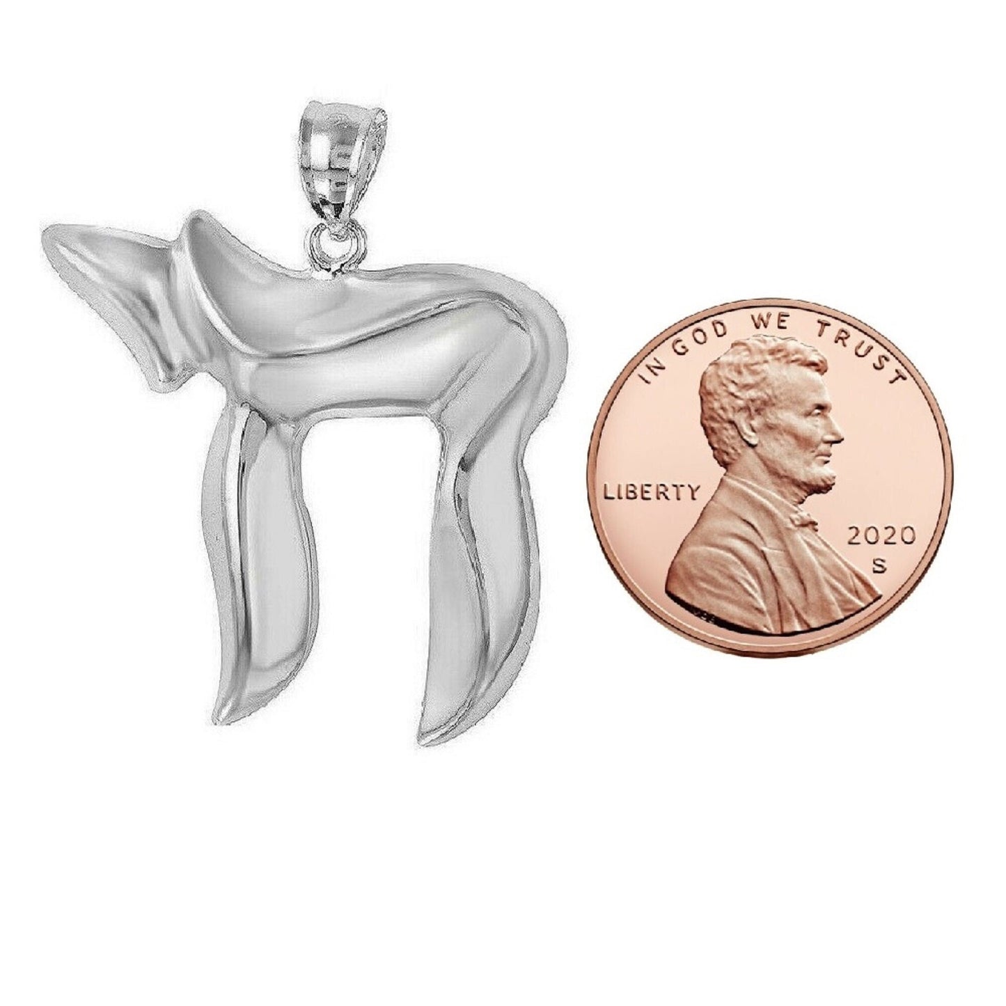 925 Sterling Silver Necklace w/ Chai Large Pendant Charm