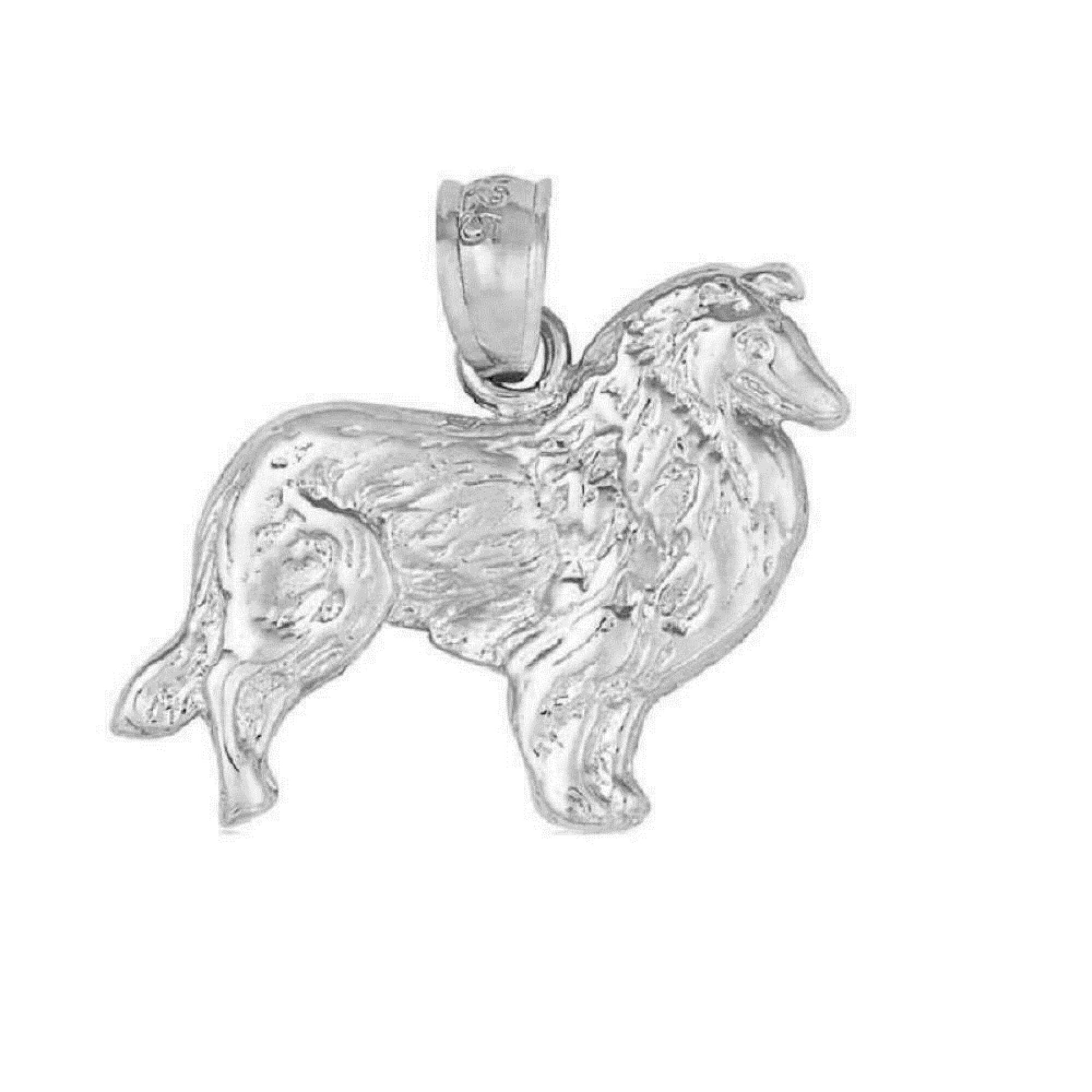 925 Sterling Silver Necklace w/ Collie Dog Pendant Charm