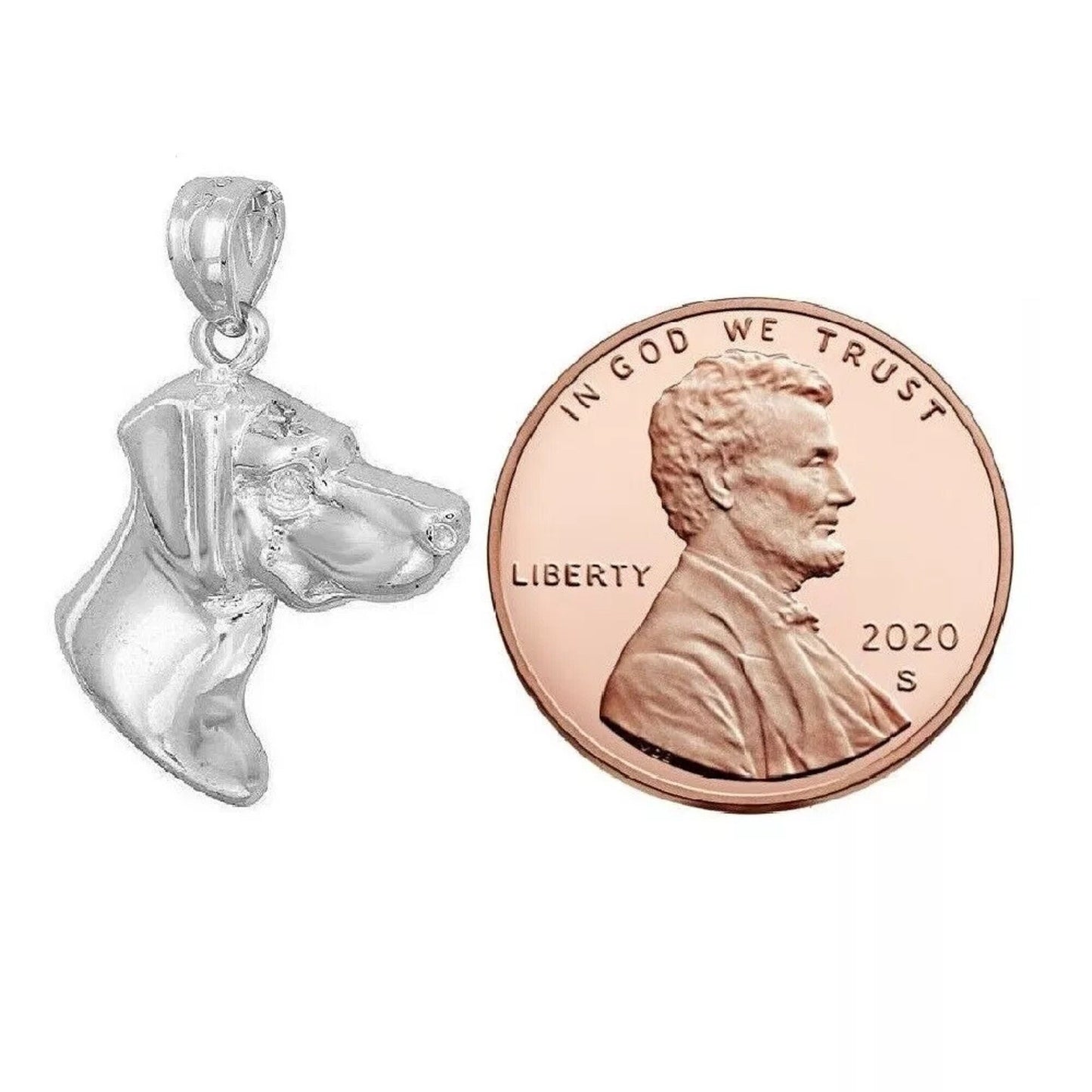 925 Sterling Silver Necklace w/ Dachshund Dog Head Pendant Charm